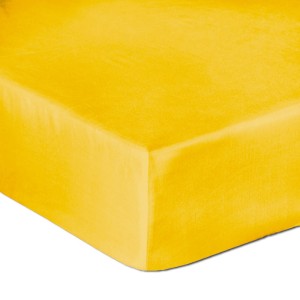 Prześcieradło z gumką satyna bawełniana 200x220 żółty