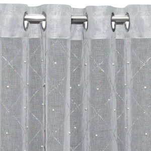 Firana zdobiona 140x250 Eurofirany Perla srebrny
