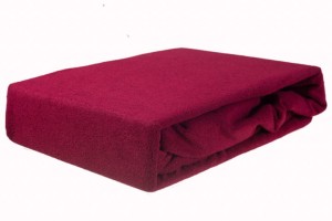 Prześcieradło frotte z gumką 90x200 bordo