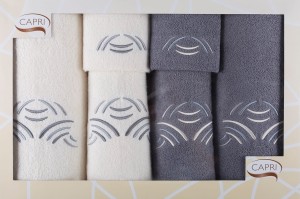 Ręczniki komplet zestaw ręczników 6-części EuroFirany Rak krem+grafit