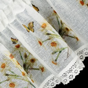 Firana zazdrostka 60x150 Eurofirany Flora biały+żółty