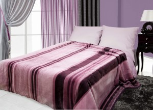 Koc akrylowy gruby 200x240 Eurofirany pasy fiolet