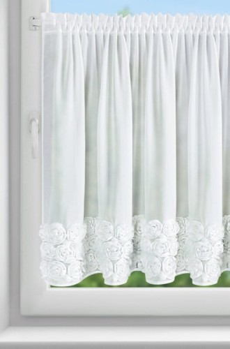 ZASŁONA GOTOWA ROSES 11 NA TAŚMIE 150 X 90 CM BIAŁY